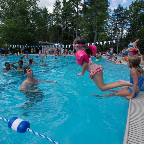 people having fun in the outdoor pool