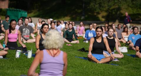 Yoga outside during Wildcat Days