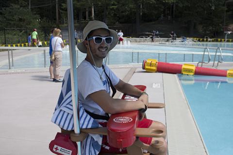 lifeguard at unh's outdoor pool
