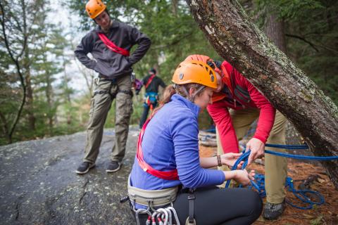 UNH students rock climbing