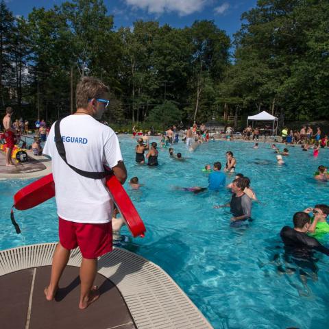 lifeguard at the UNH outdoor pool