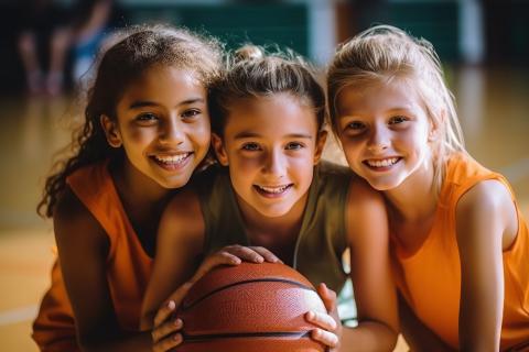 Kids playing basketball