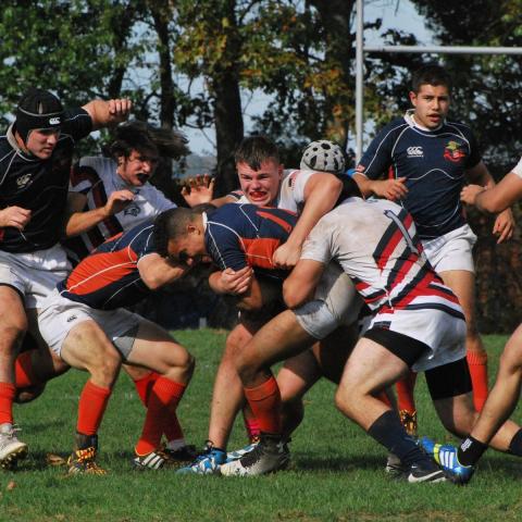 Mens rugby game at Student Rec field